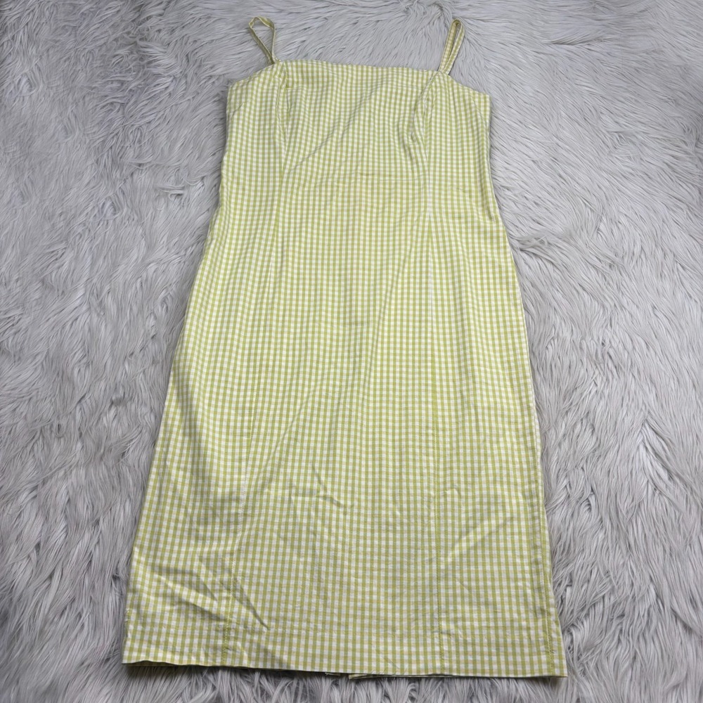 Vintage 90's Jones & Co‎ Women's 6 Gingham Square Neck Sheath Dress Preppy